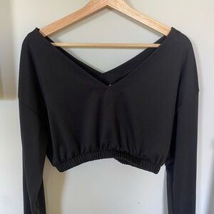 Black V-Neck Cropped Top